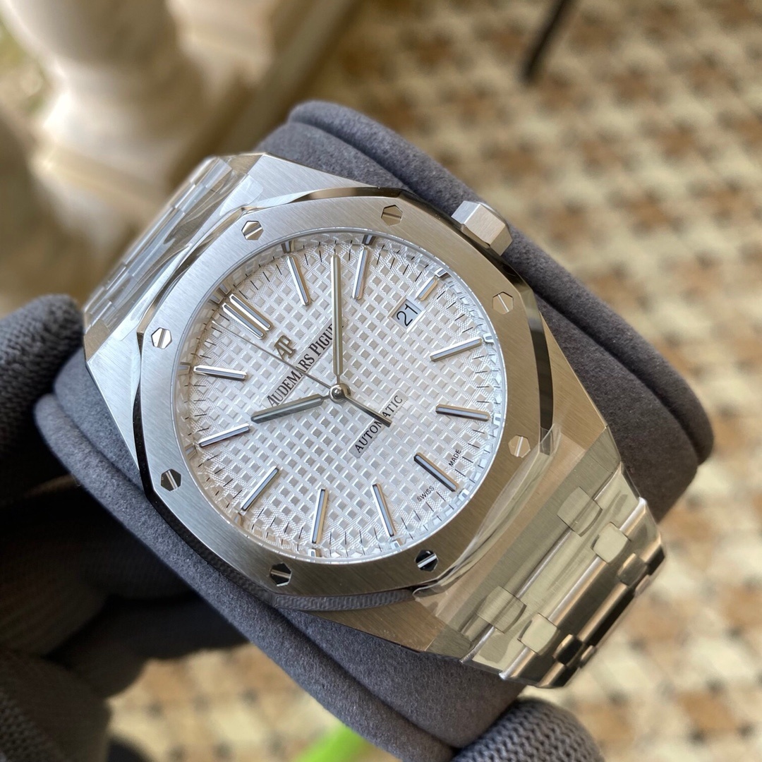 Watch00139 Audemars Piguet Royal Oak 15300 weißes Zifferblatt Edelstahl Automatik Uhr