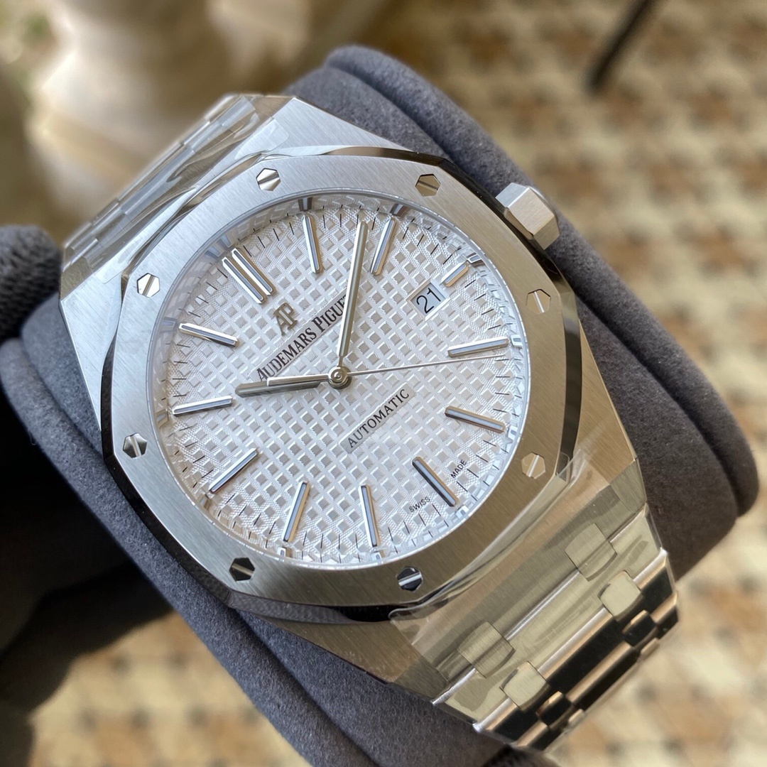 Watch00139 Audemars Piguet Royal Oak 15300 weißes Zifferblatt Edelstahl Automatik Uhr