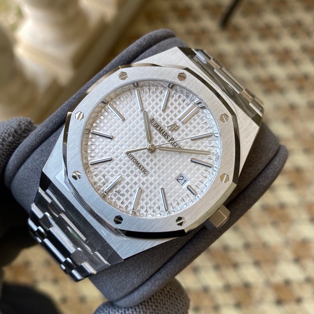 Watch00139 Audemars Piguet Royal Oak 15300 weißes Zifferblatt Edelstahl Automatik Uhr