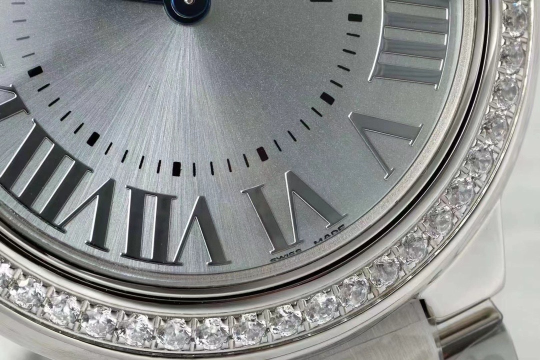 Cartier W4BB0016 Ballon Bleu Silver Flinque Sunray Dial Ladies Watch