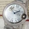 Cartier W4BB0016 Ballon Bleu Silver Flinque Sunray Dial Ladies Watch