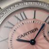 CARTIER BALLON BLEU 33MM PINK DIAL STEEL AUTO DIAMOND ENCRUSTED WATCH WSBB0046
