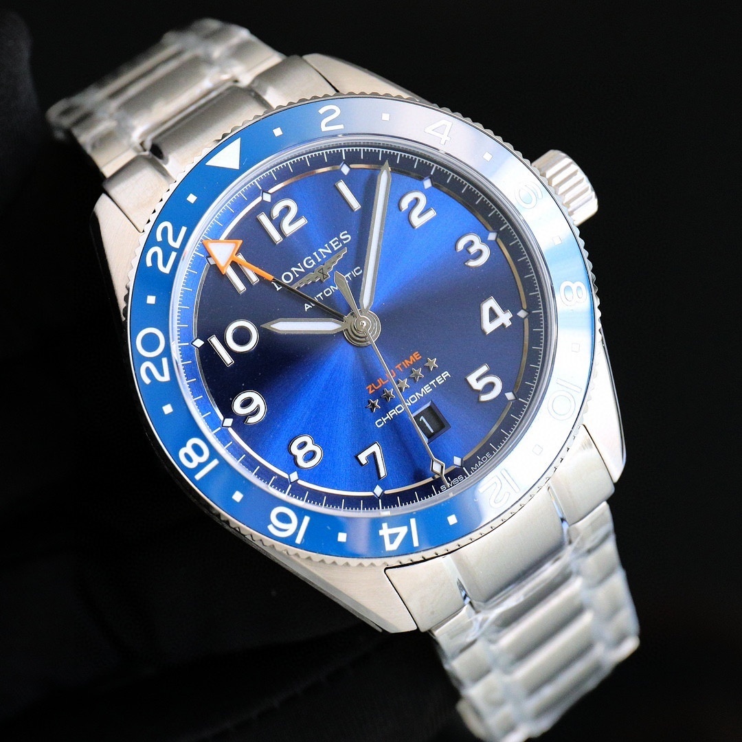 New Longines Spirit Zulu Time 42mm Blue Dial GMT Steel Men's Watch L38124936