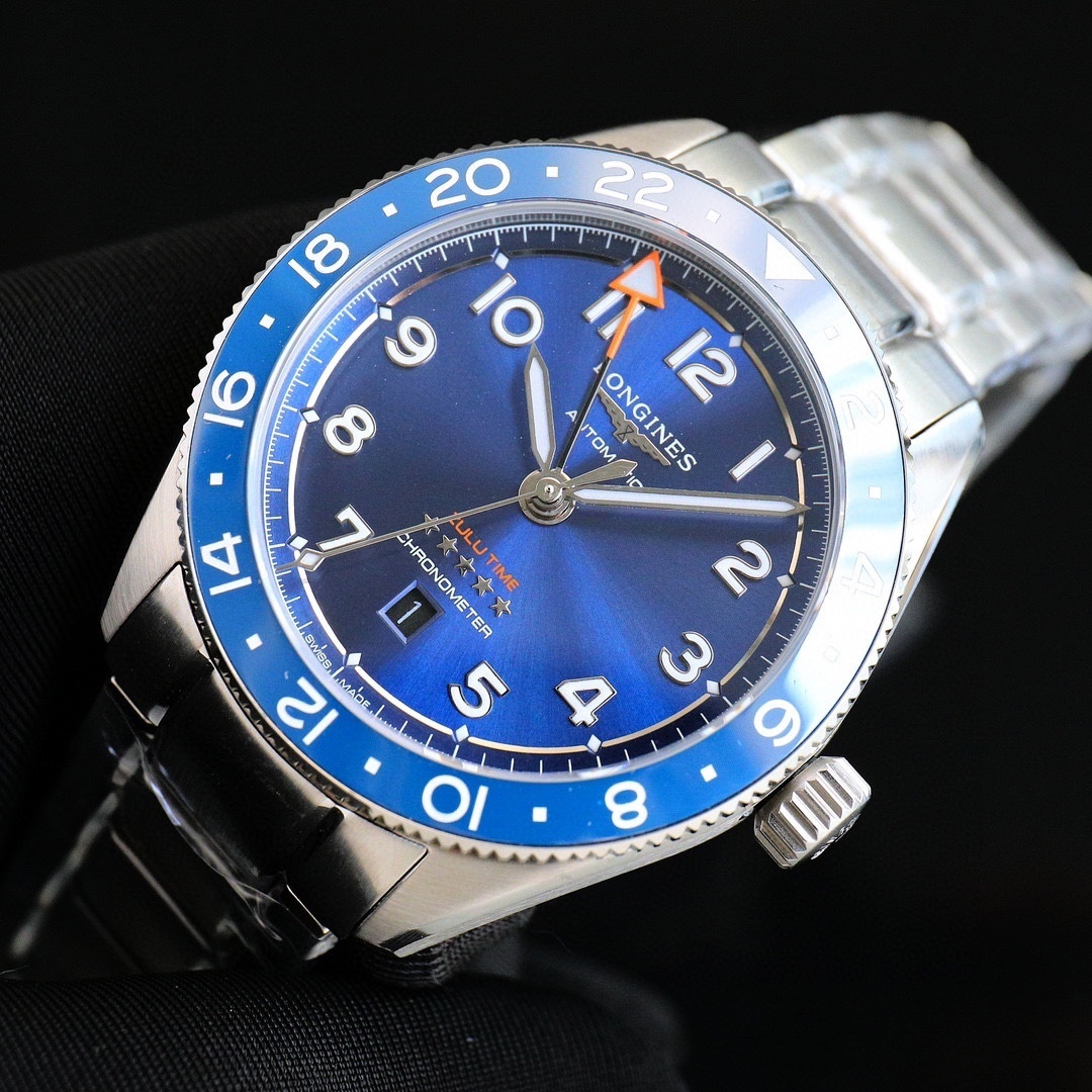 New Longines Spirit Zulu Time 42mm Blue Dial GMT Steel Men's Watch L38124936