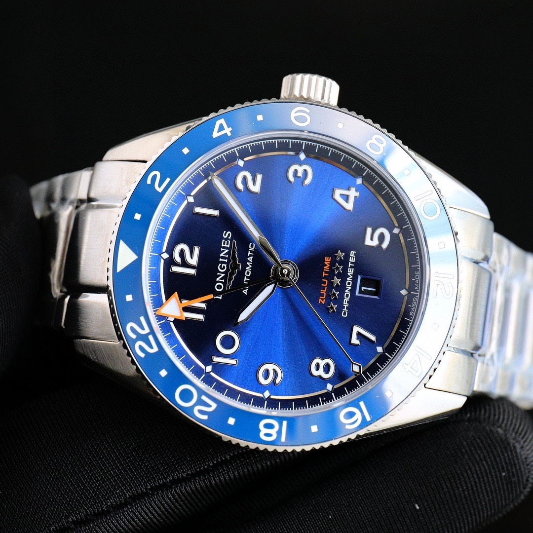 New Longines Spirit Zulu Time 42mm Blue Dial GMT Steel Men's Watch L38124936