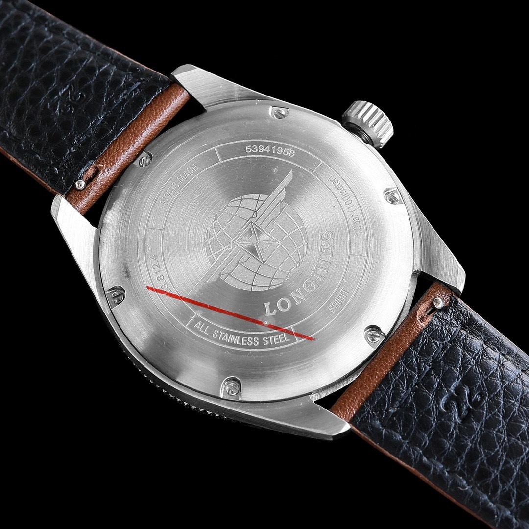 Longines SPIRIT ZULU TIME GMT 39 MM brown leather strap