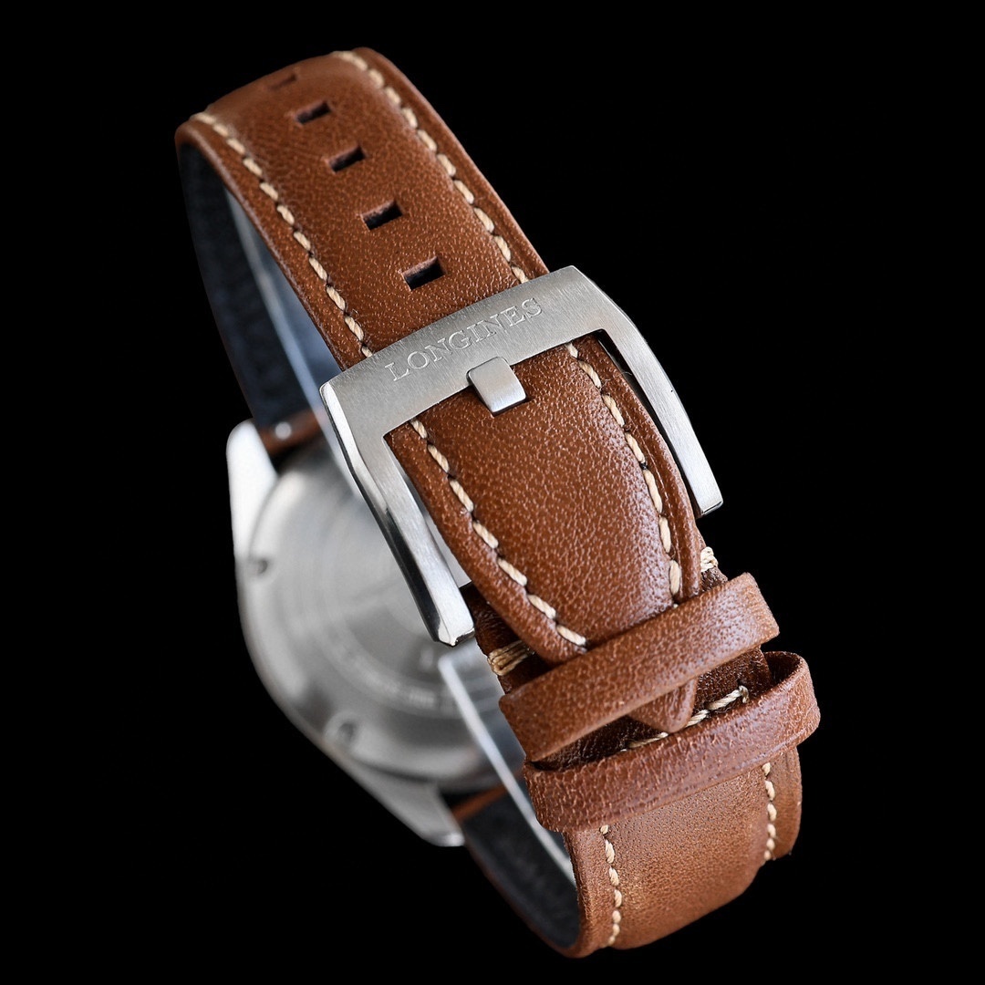 Longines LONGINES SPIRIT ZULU TIME Automatic, Stainless Steel And dark blue dial brown leather strap