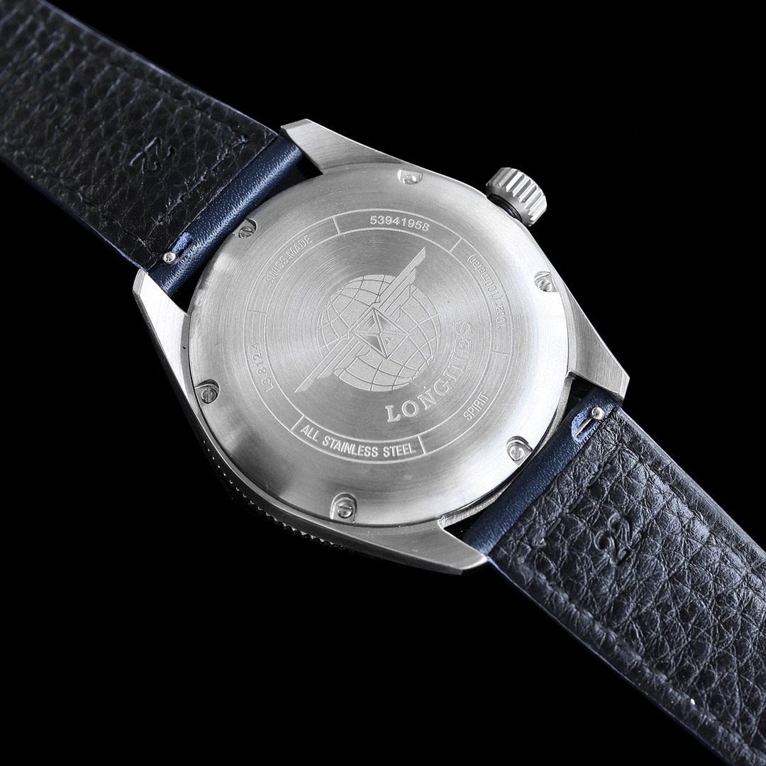 LONGINES SPIRIT ZULU TIME Automatic, Stainless Steel And blue dial blue strap