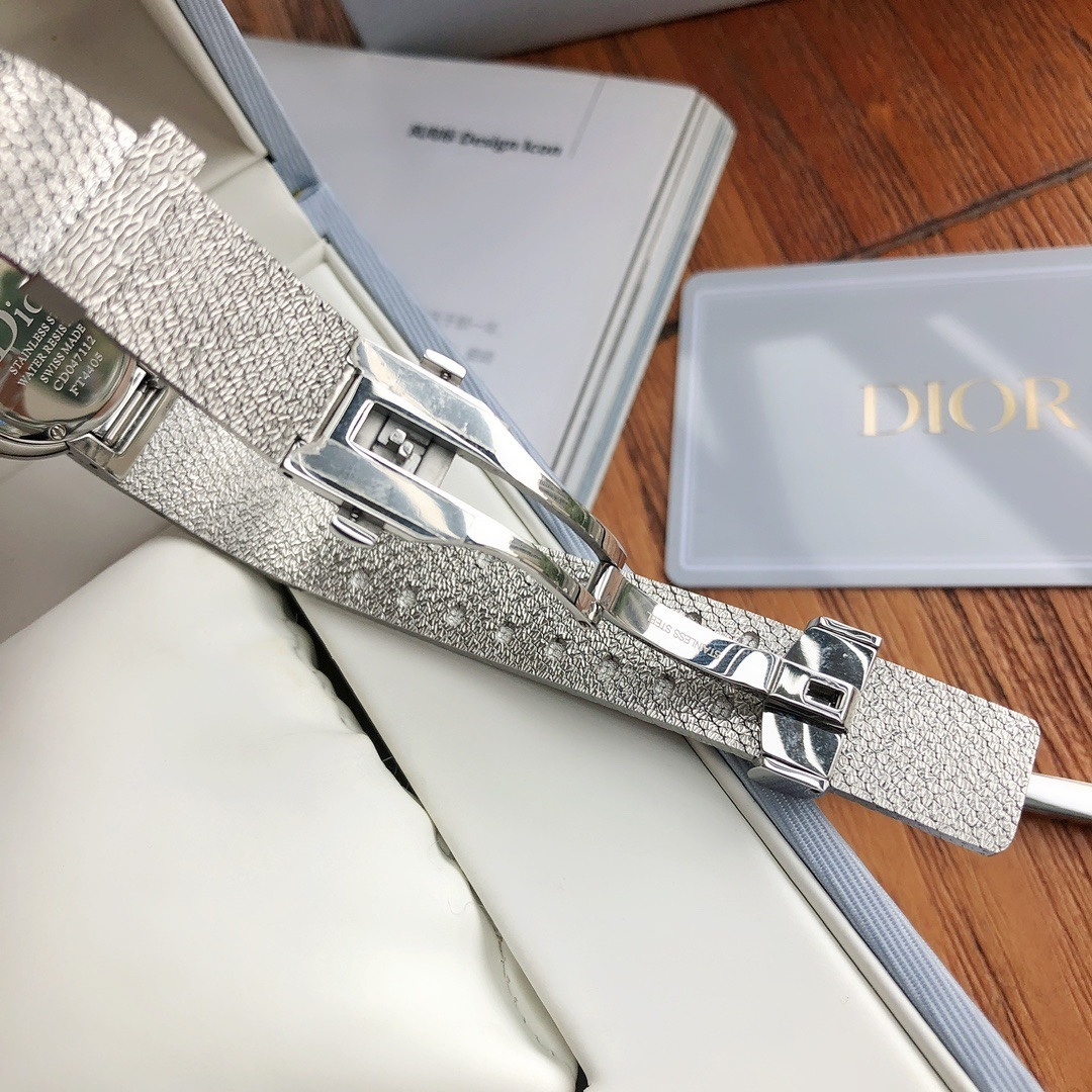 Dior La D de Dior Satine Steel Mesh Pink Dial Diamonds Womens Watch CD043115M002